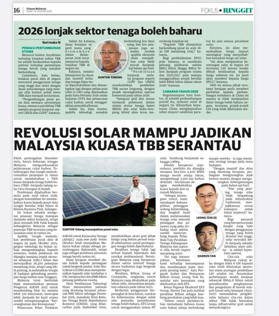 REVOLUSI SOLAR MAMPU JADIKAN MALAYSIA KUASA TBB SERANTAU